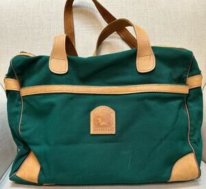 Banner House Duck Canvas Double Leather Handle Bag Vintage Travel Tote YKK